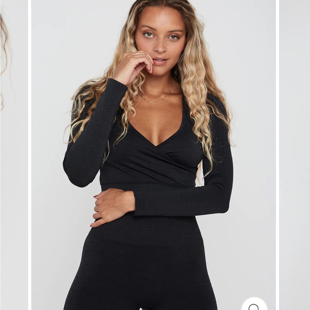 T/ala wearetala sculpt seamless wrap crop top in black